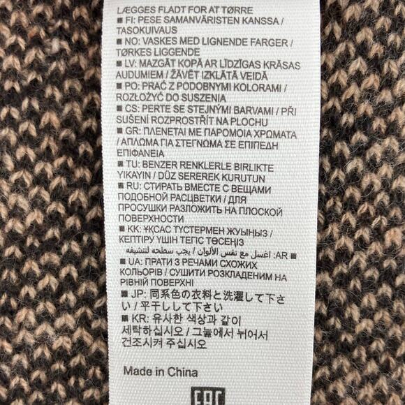 Allude Brown Tan Neutral Houndstooth Virgin Wool Cashmere Knit Rectangle Scarf - Picture 5 of 10